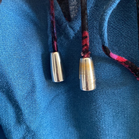 Free People Blue Balloon Sleeve Square Neck Blouse Sz Medium - Picture 4 of 7